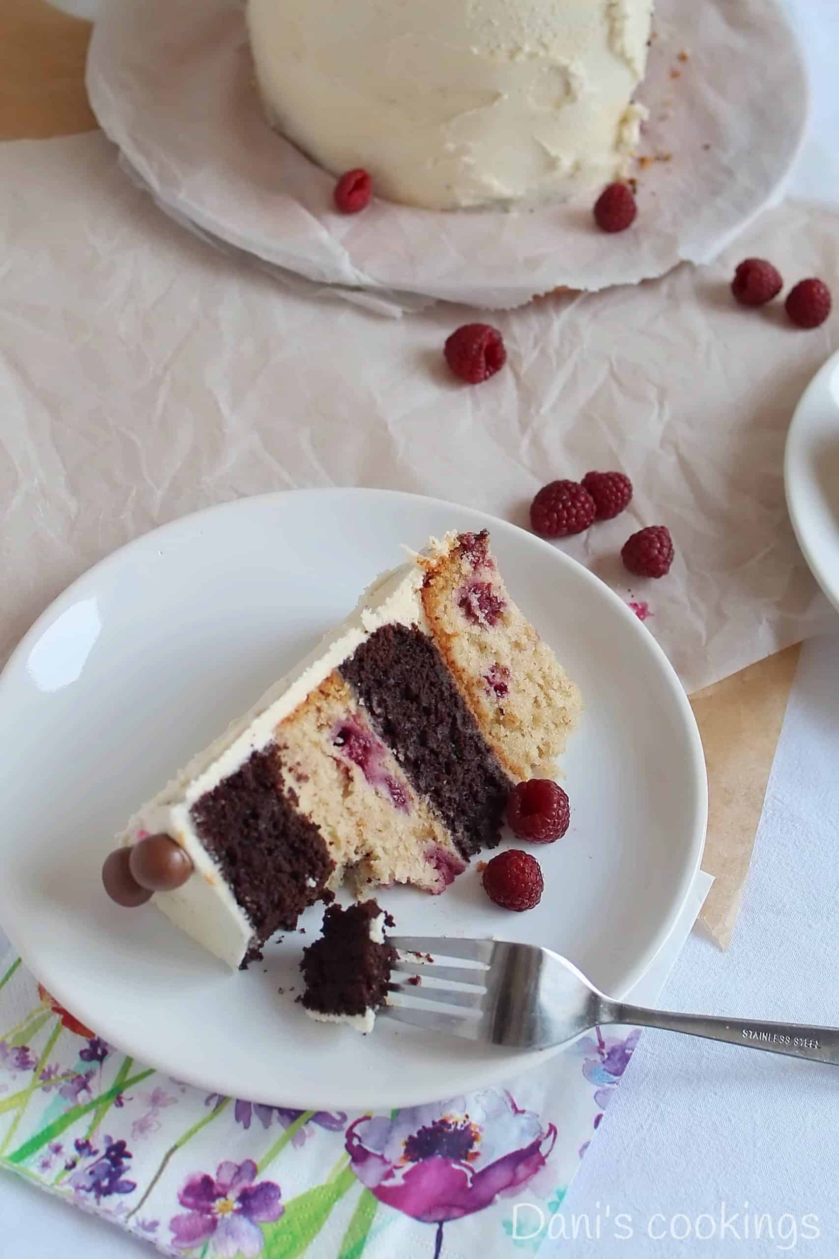 a slice of cake being eaten