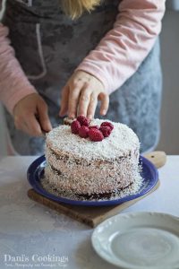 Coconut Cake with Raspberry Frosting | Dani's Cookings