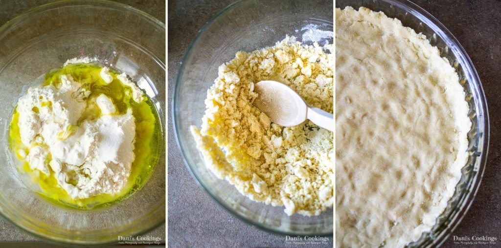 step by step olive oil dough and crust for zucchini quiche 