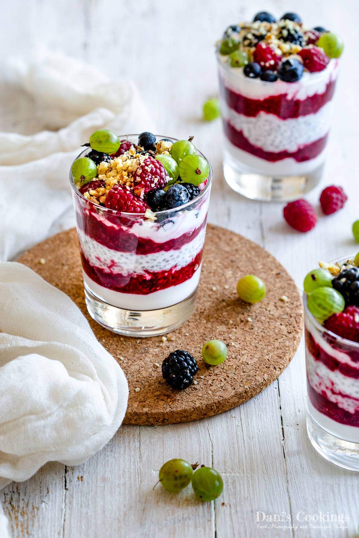 Greek Yogurt Chia Pudding with Pomegranate and Fresh Berries