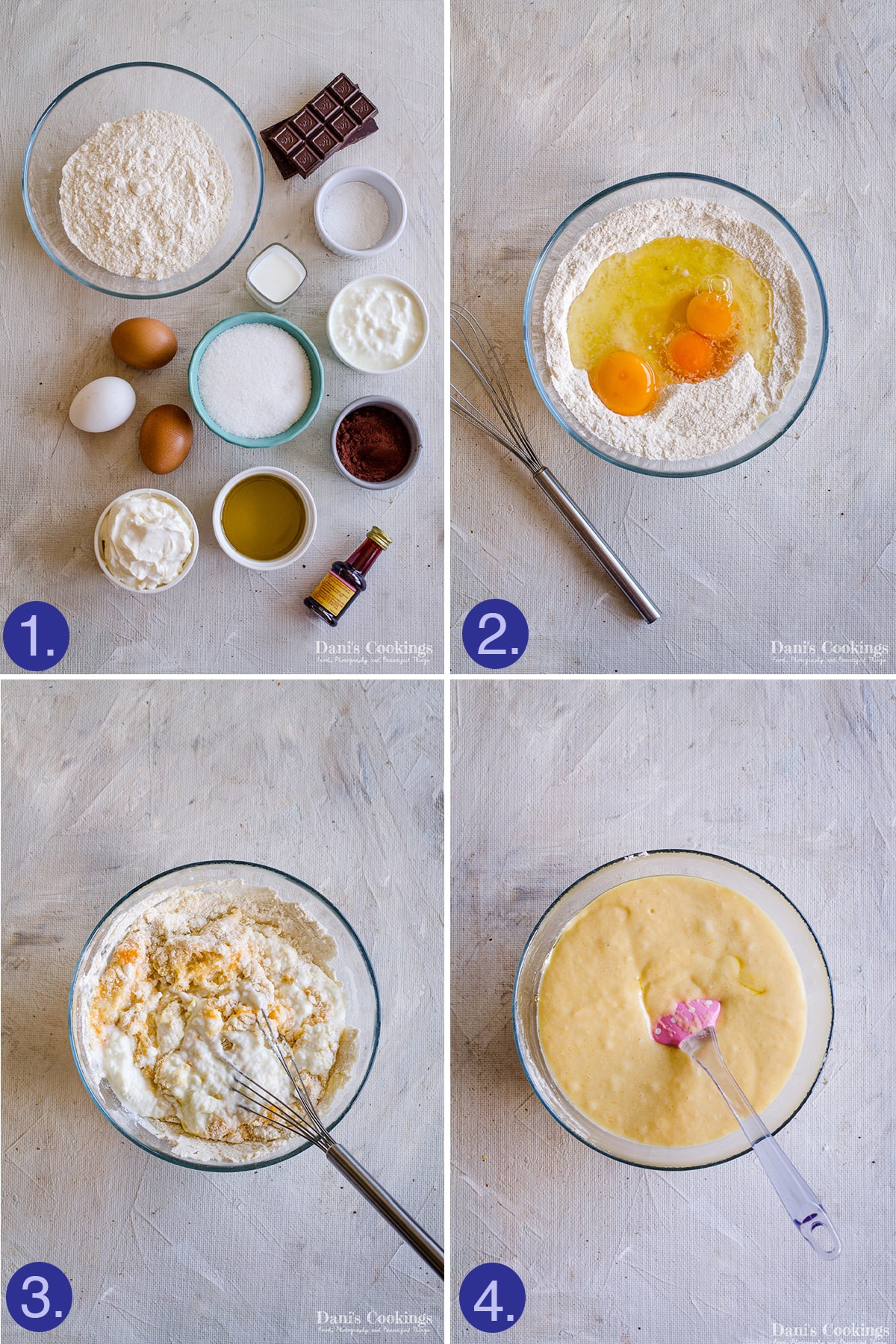 ingredients and steps for the batter