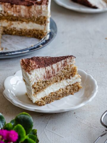 close up of keto tiramisu cake