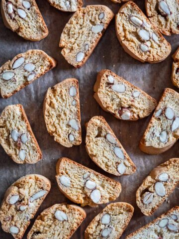 cantucci spread on a sheet of baking paper